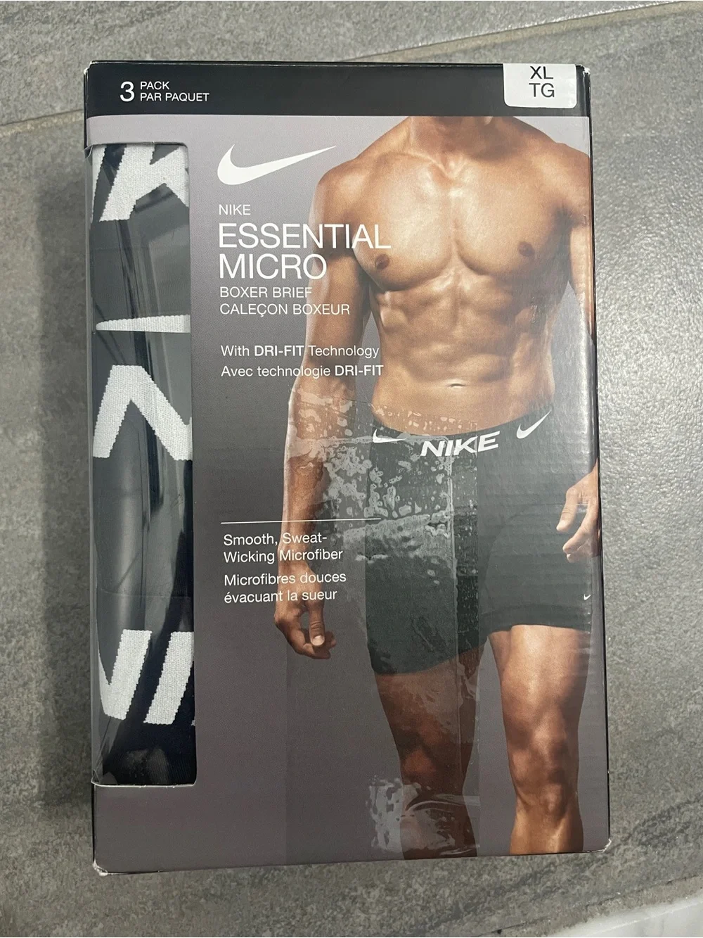 Nike Essential Micro Boxer Briefs - Black with White Logo (3 Pack)